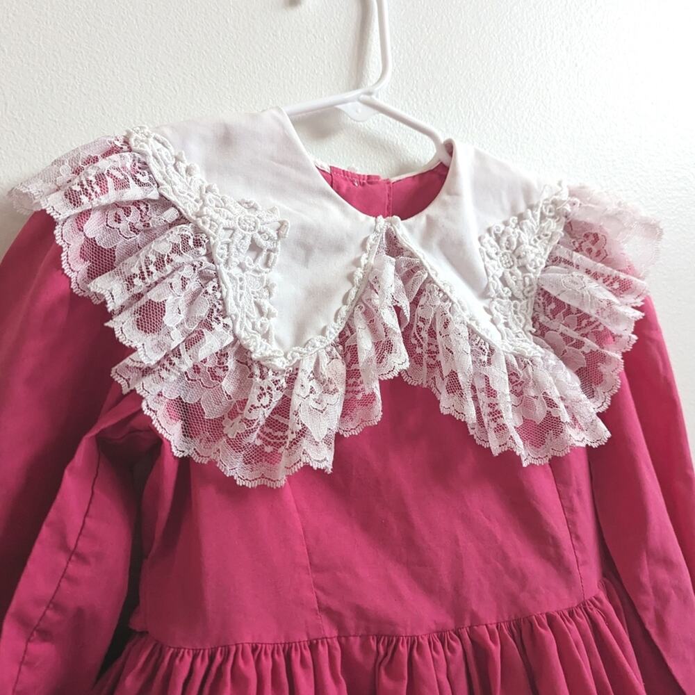 Vtg Pageant Dress Girls 6 Pink Ruffles Lace Girly - Picture 2 of 6